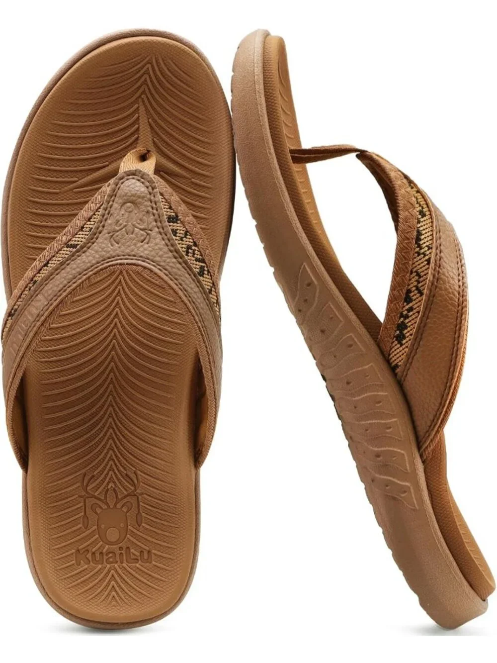 Men's Khaki Arch Support Sport Flip Flops Comfort Orthotic Thong Sandal Shoes